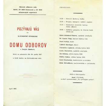 Slávnostné otvorenie Domu odborov, 29.4.1967